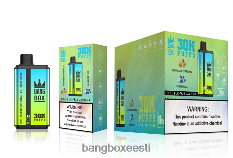 Bang Box Vape Review - Bang Box 30 000 pahvi kahekordse maitsega kiivi passionivilja guajaav ja mustikajää 4B0L6T65