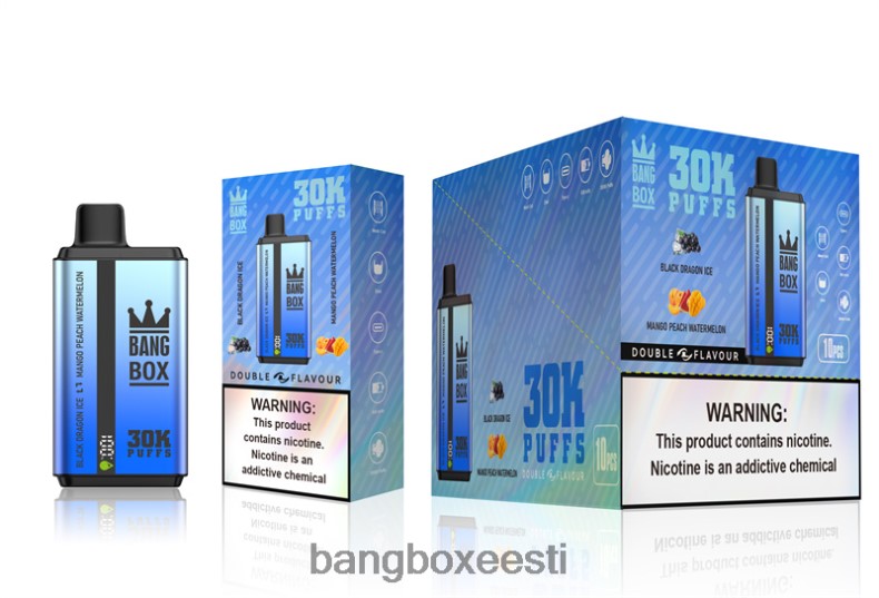 Bang Box Vape Review - Bang Box 30 000 pahvi kahekordse maitsega must draakonijää & mango virsiku arbuus 4B0L6T71