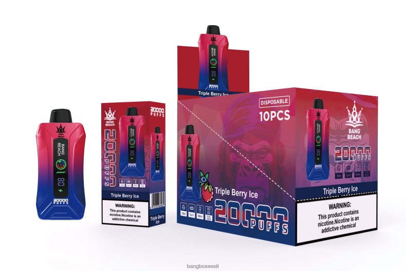 Bang Box Flavours - Bang Beach 20000 pahvi nutiekraaniga vape kolmekordne marjajää 4B0L6T8