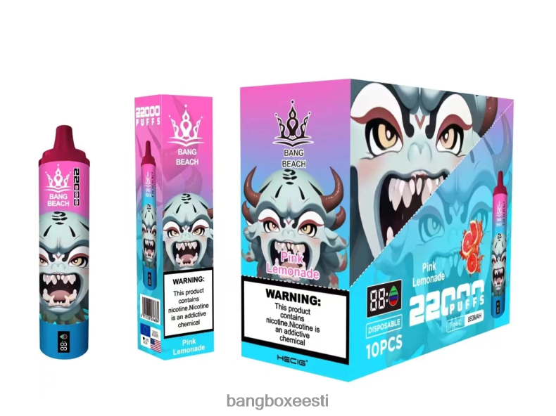 Bang Box Vape Flavors - Bang Beach 22000 pahviga nutikas ekraan roosa limonaad 4B0L6T15